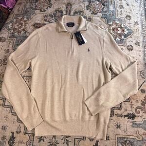 Polo Ralph Lauren Knit Pima Cotton Men’s New With Tags Quarter Zip Sweater Med